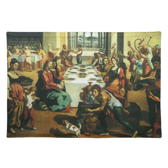 Wedding of Cana by Andrea Boscoli, Renaissance Art Cloth Placemat (Front)