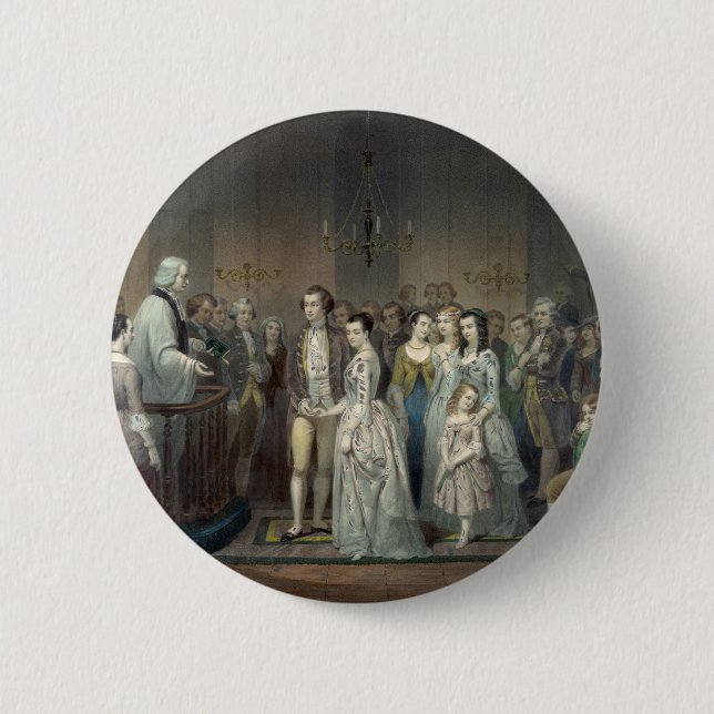 Wedding of George Washington button (Front)