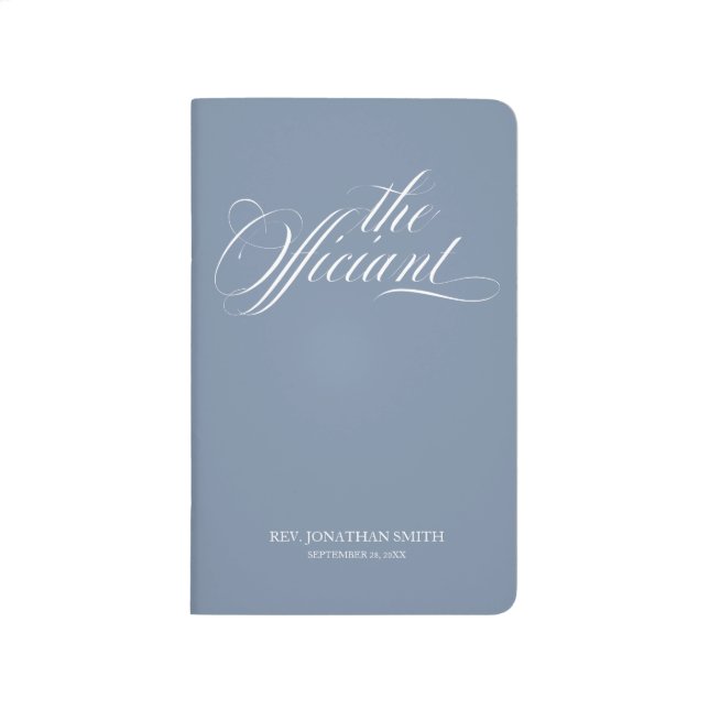 Wedding Officiant Book - Elegant Dusty Blue (Front)