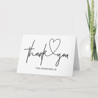 Wedding Officiant Card Thank You For Marrying Us