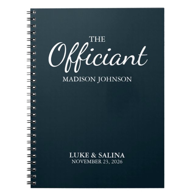 Wedding Officiant Ceremony Personalized Elegant Notebook (Front)