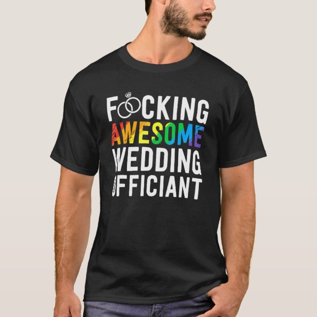 Wedding Officiant Gift Awesome Lgbt Gay Wedding T-Shirt (Front)