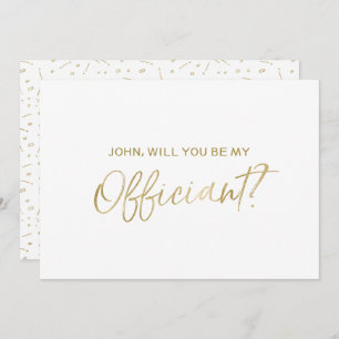 Wedding Officiant Request Gold Hand lettered Invitation