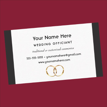 Wedding Officiant With Black Stripes And Rings Business Card by Sideview at Zazzle