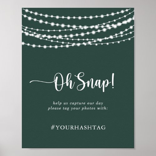 Wedding Oh Snap Rustic String Lights Green Poster