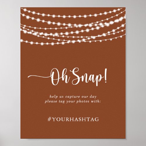 Wedding Oh Snap Rustic String Lights Terracotta Poster
