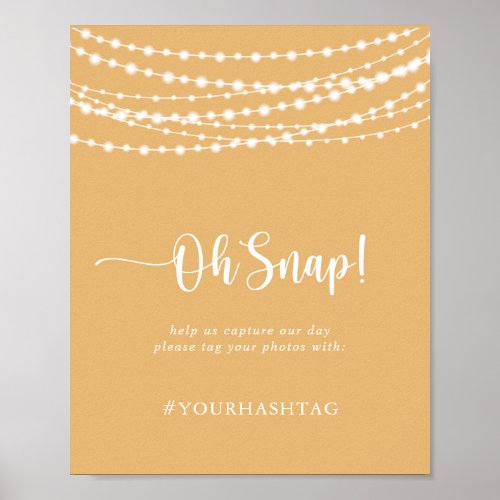 Wedding Oh Snap Rustic String Lights Yellow Poster