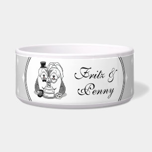 Wedding Old English Sheepdogs Bride Groom Gray 1 Bowl