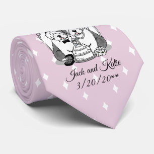 Wedding Old English Sheepdogs Bride Groom Gray 1 Neck Tie