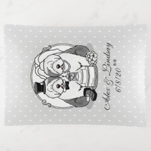 Wedding Old English Sheepdogs Bride Groom Gray 1 Trinket Tray