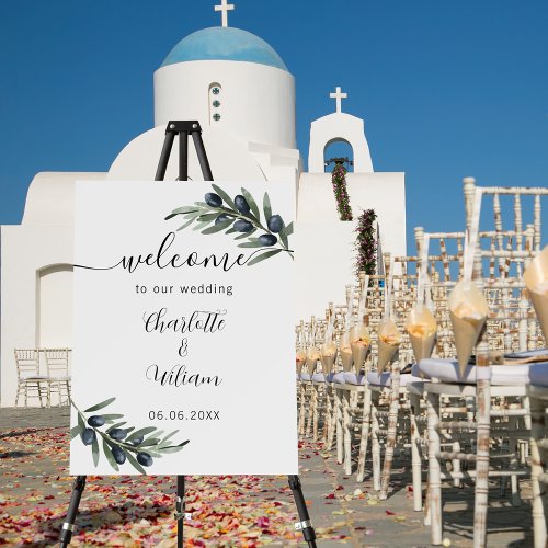 Wedding olive greenery leaf welcome foam board