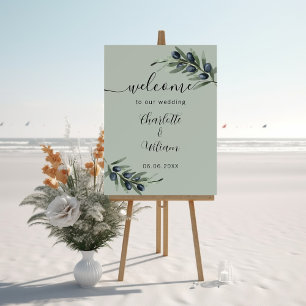 Wedding olive leaves greenery welcome foam board