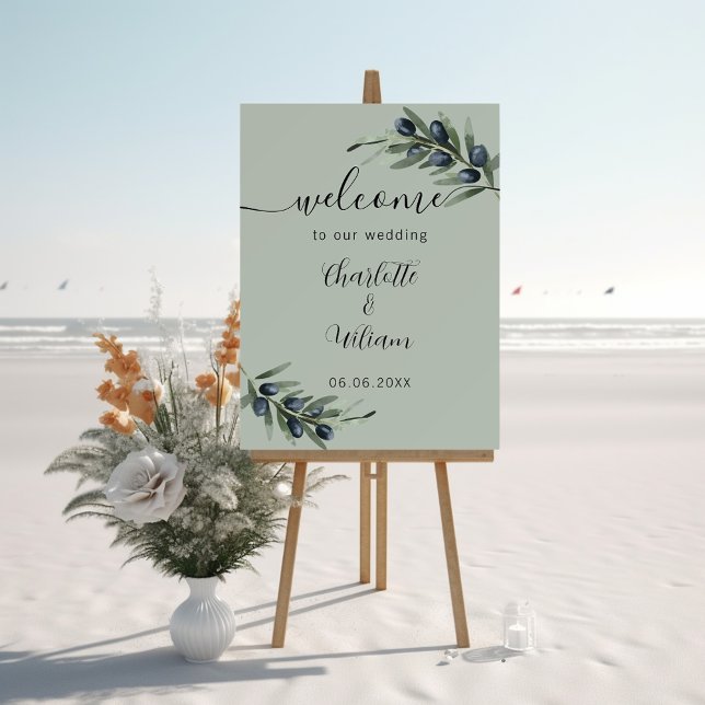 Wedding olive leaves greenery welcome foam board (Creator Uploaded)