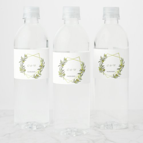 Wedding Olive Personalize Water Bottle Label