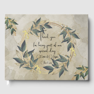 Wedding Olive Wreath Personalized Guest Book
