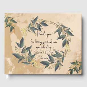 Wedding Olive Wreath Personalized Guest Book
