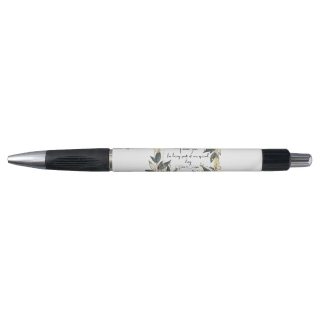 Wedding Olive Wreath Personalized Guest Book Pen (Front)