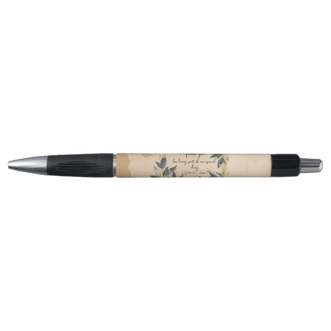 Wedding Olive Wreath Personalized Guest Book Pen (Front)