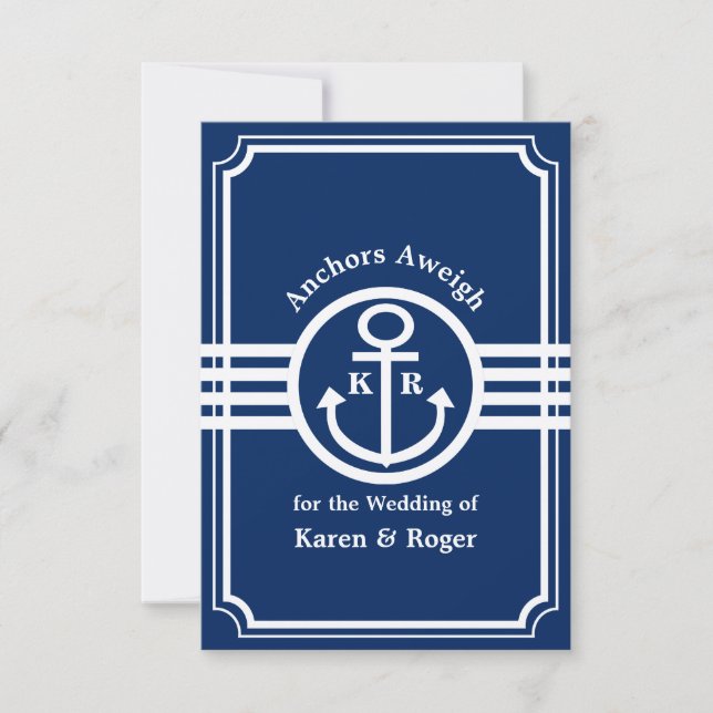 Wedding on a Boat - Anchors Aweigh RSVP Card (Front)