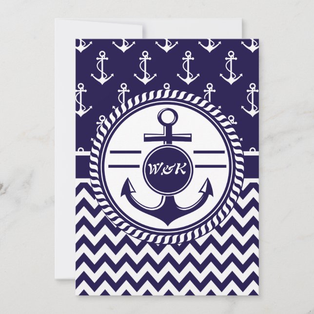 Wedding on a Ship or Boat Nautical Anchors Invitation (Front)