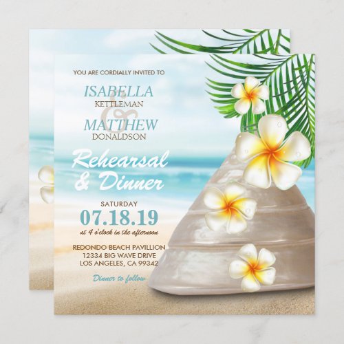 Wedding on the Beach  Rehearsal Dinner Invitation