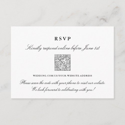 Wedding Online RSVP Card Elegant QR code Card