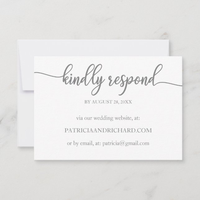  Wedding Online RSVP Card Gray Calligraphy  (Front)