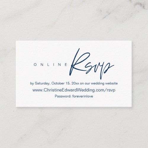 Wedding Online RSVP Elegant Navy Blue Enclosure Card