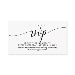 Wedding online RSVP, Modern Black Calligraphy Enclosure Card