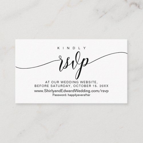 Wedding online RSVP Modern Black Calligraphy Enclosure Card