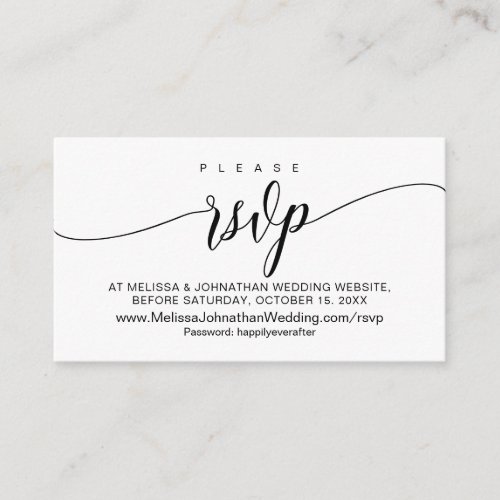 Wedding online RSVP Modern Calligraphy Enclosure Card