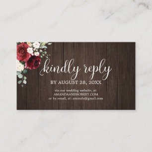 Wedding Online RSVP Rustic Burgundy Floral Enclosure Card
