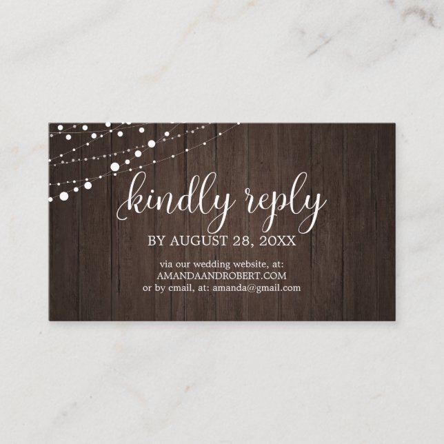 Wedding Online RSVP Rustic Wood Wedding Enclosure Card (Front)