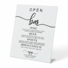Wedding Open Bar Menu Sign Rustic Chic Calligraphy