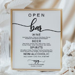 Wedding Open Bar Menu Sign Rustic Chic Calligraphy<br><div class="desc">This stunning calligraphy wedding suite exudes a modern, bold, and timeless design. Our comprehensive collection provides everything you need to create a cohesive and chic atmosphere, including matching menu cards, personalized napkins, striking signs, favors, and much more. Don't hesitate to reach out via chat for personalized assistance or to discover...</div>