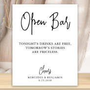 Wedding Open Bar Modern Calligraphy Personalized Poster at Zazzle