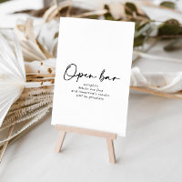 Wedding Open Bar Modern Elegant Sign