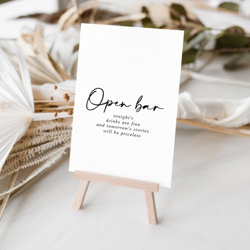 Wedding Open Bar Modern Elegant Sign