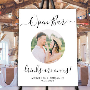 Wedding Open Bar Personalized Modern Photo  Foam Board
