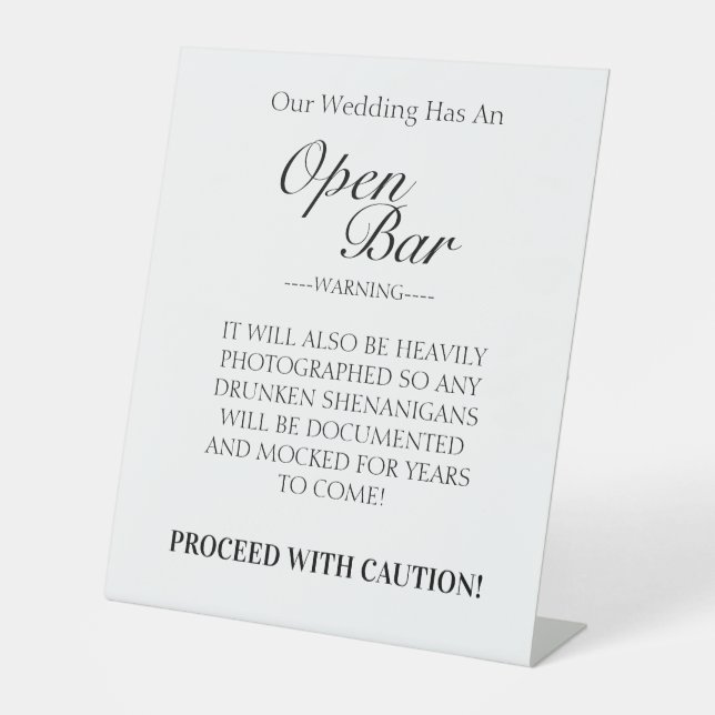 Wedding open bar sign wedding decoration  (Front)