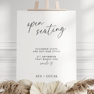 Wedding Open Seating Sign, Modern Sit Anywhere Foam Board