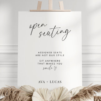 Wedding Open Seating Sign, Modern Sit Anywhere Foam Board