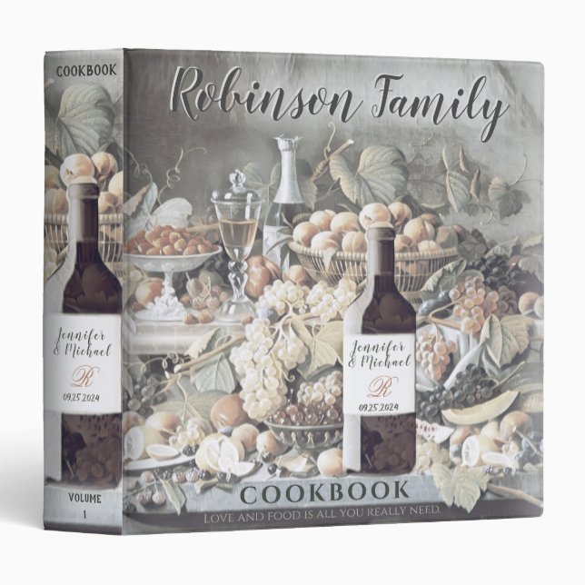 Wedding or Anniversary Cookbook 3 Ring Binder (Front/Spine)