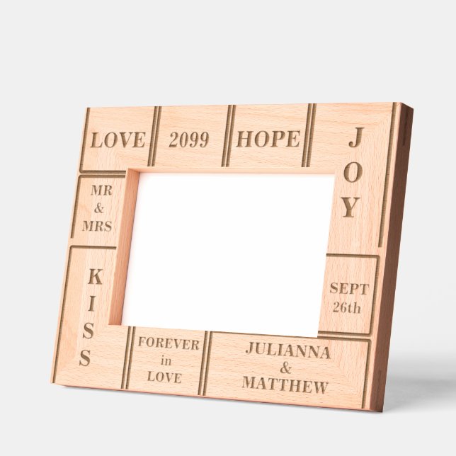 Wedding or Anniversary Custom Text 7x5 Engraved Frames (Left)