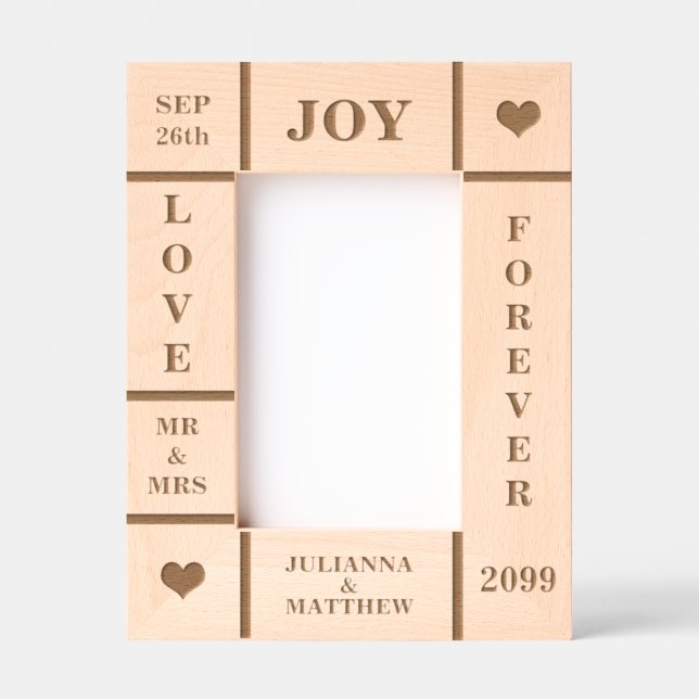 Wedding or Anniversary Custom Text Vert 4x6 Engraved Frames (Front)