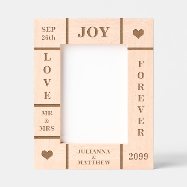Wedding or Anniversary Custom Text Vert 5x7 Engraved Frames (Front)