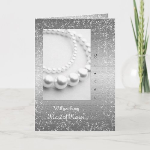 Wedding or Anniversary Pearls Silver Glittery Invitation