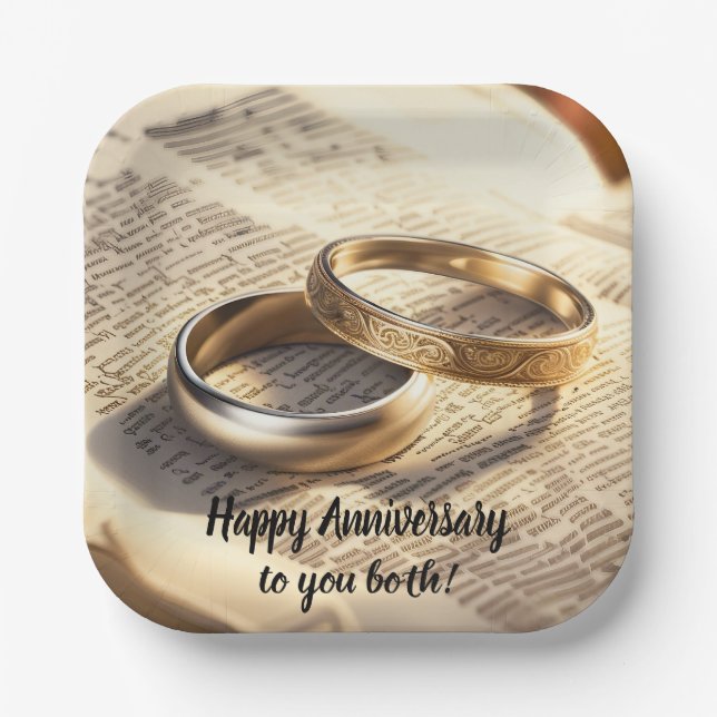 Wedding or Anniversary Personalized Paper Plates (Front)