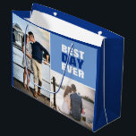 Wedding or Anniversary Photo Collage Blue Large Gift Bag<br><div class="desc">Wedding or Anniversary Photo Collage Blue Photo Gift Bag.</div>