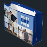 Wedding or Anniversary Photo Collage Blue Large Gift Bag<br><div class="desc">Wedding or Anniversary Photo Collage Blue Photo Gift Bag.</div>